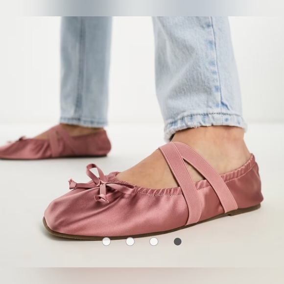 ASOS Mauve Satin Flats with Ribbon Detail Size 7 EUC - Picture 2 of 4